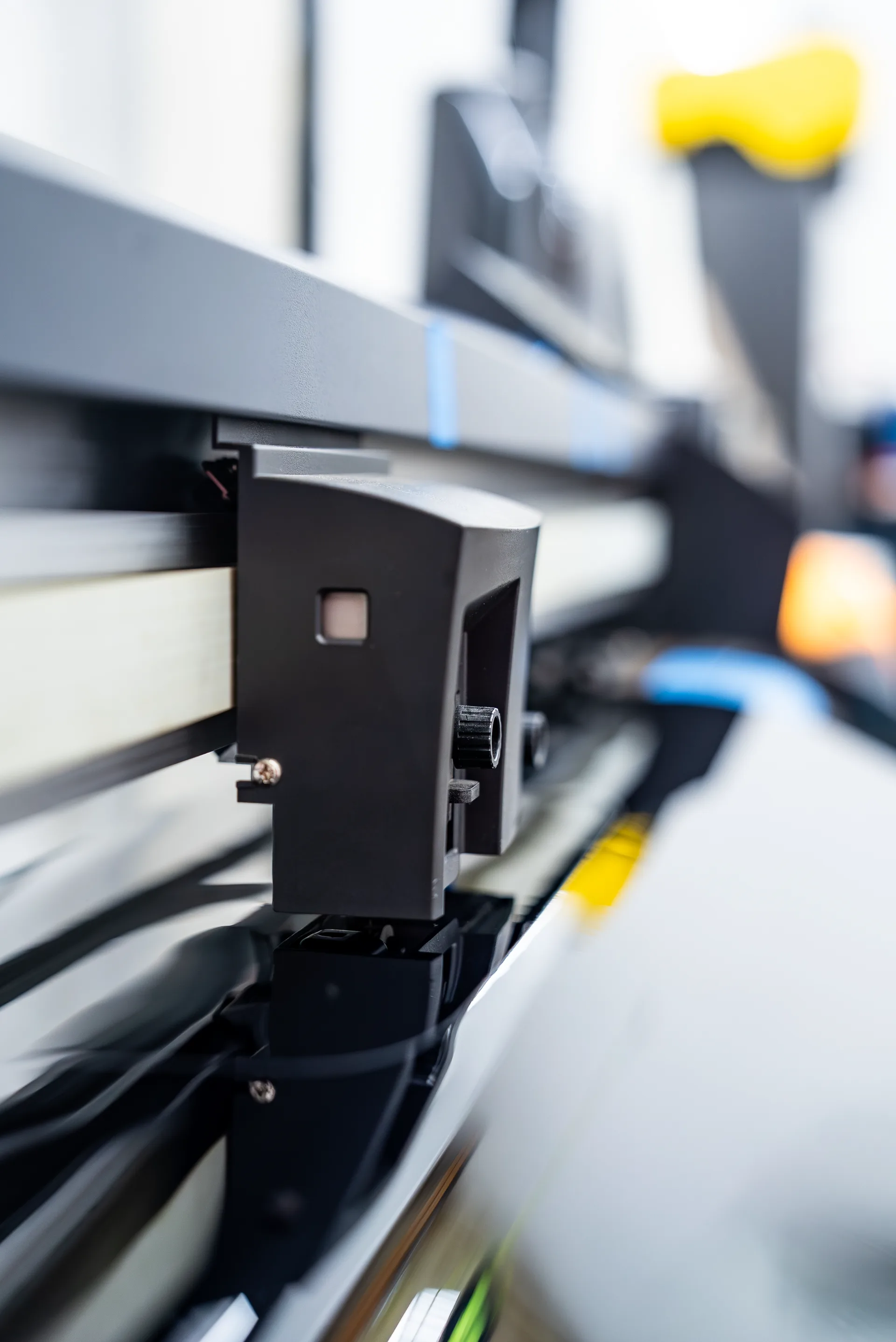 Macro shot of a plotter blade used to precision-cut film patterns